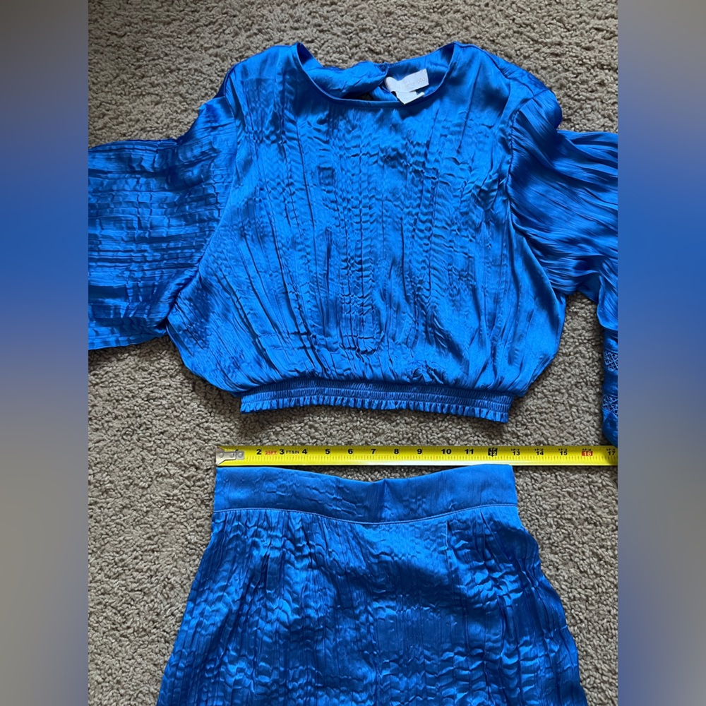 House of Harlow 1960 Blue Two Piece Set Open Back Crop Top & Flowy Pants Size S - Picture 5 of 11